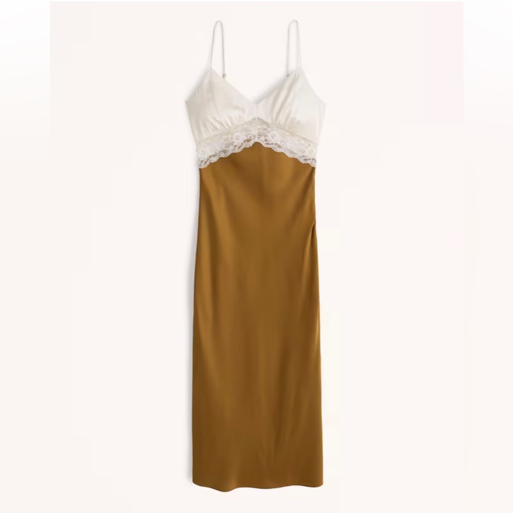 Abercrombie & Fitch Lace Satin Midi
